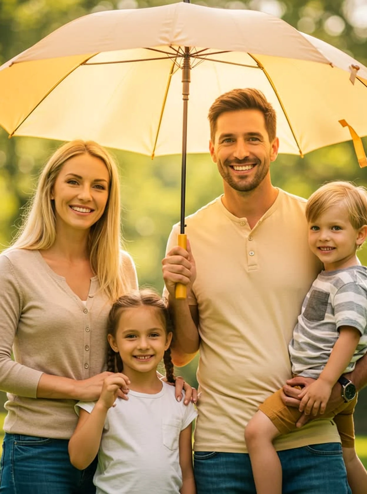 Insurance representative discussing coverage with a family